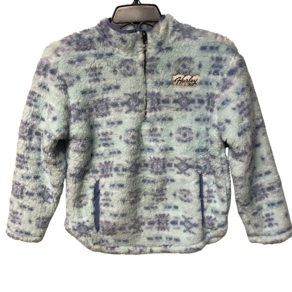 Hurley Girls‎ Sherpa Printed Quarter-Zip Jacket m 7/8 NWT
